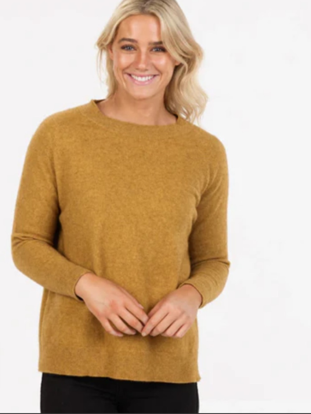 J. Crew Women's Mustard-Gold Crewneck Sweater cotton wool blend size small